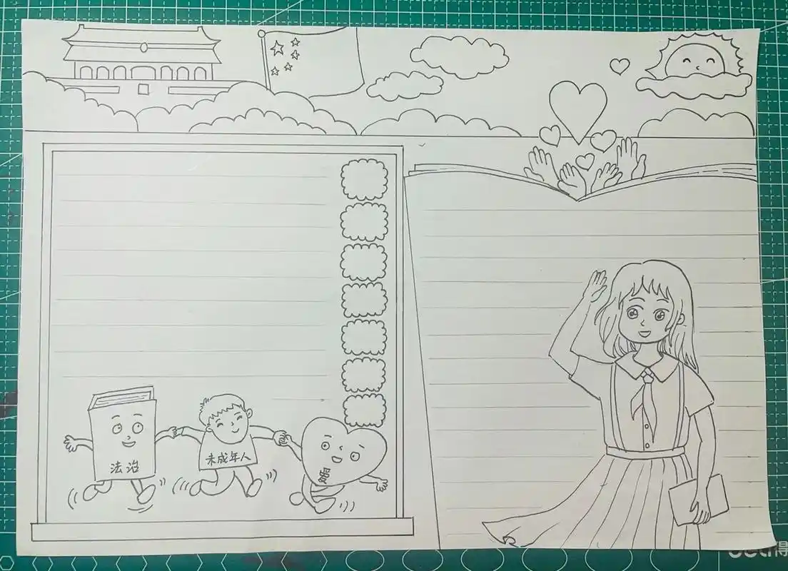 小学生a4纸法治手抄报-未成年人保护法 小学生a4纸法治手抄报-未成年