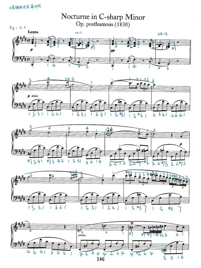 肖邦升c小调夜曲 #五线谱标简谱 #大象腿钢琴谱 - 抖音