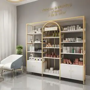 美容院产品化妆品展示柜货架陈列柜美发店展柜样品置物架美甲柜子