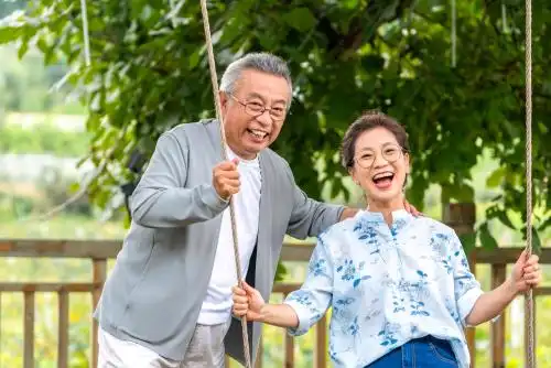 快乐的老年夫妻 东方人