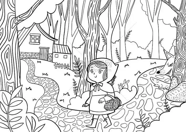 填色简笔画小红帽童话简笔画童话故事里的插图童话故事简笔画图片童话