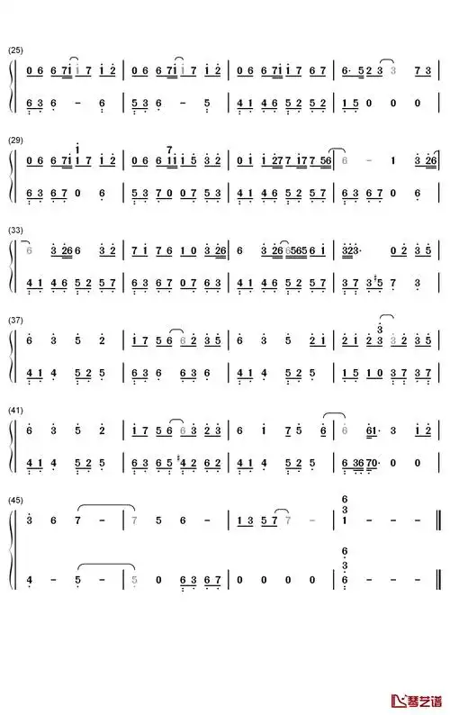 与归钢琴简谱-数字双手-南风zjn2