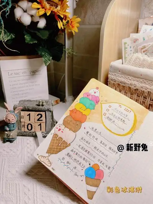 自画手帐排版冰淇淋超简单