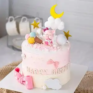 奶瓶小老鼠鼠宝宝一周岁烘焙蛋糕装饰摆件男孩女孩儿童生日派对