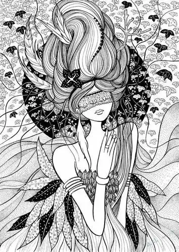 黑白线描:线稿,创意装饰画