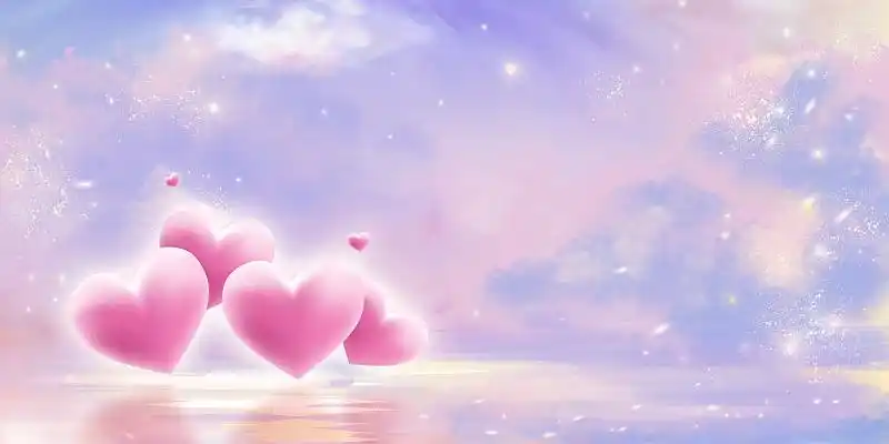 紫粉色唯美浪漫立体爱心浪漫爱心展板背景