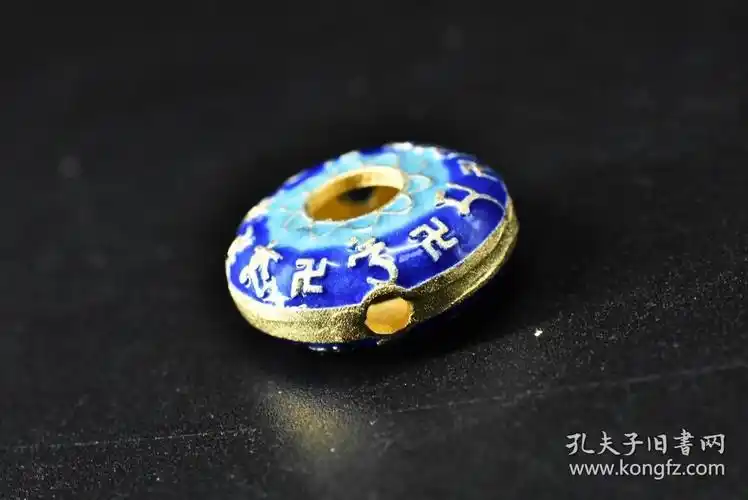 v3719烧蓝纯银饰品一个可做吊坠隔珠等六字真言唵嘛呢叭咪吽925银直径