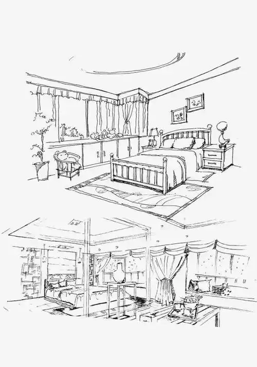 卧室,手绘卧室,床,简笔画卧室简笔画卧室简笔画图片儿童房间卧室平面
