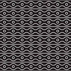 单色封面矢量无缝图案的环,水平直线和波浪线.简单的现代抽象背景.