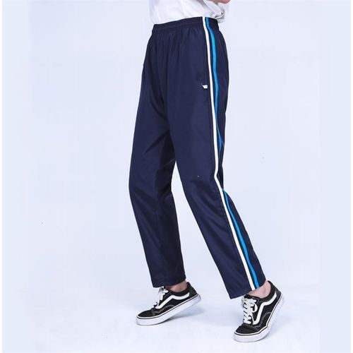 中学生小学生校服裤子男秋季深蓝色带网高中校裤女宽松学生校服裤