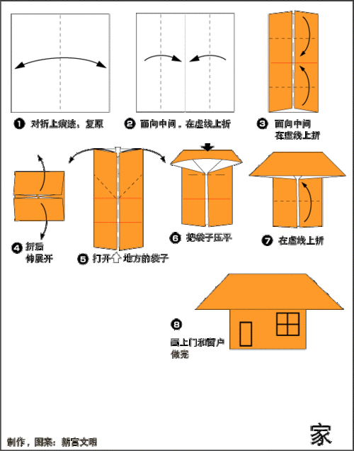 儿童折纸简单主题折纸方法之家的折纸方法房子的折纸方法