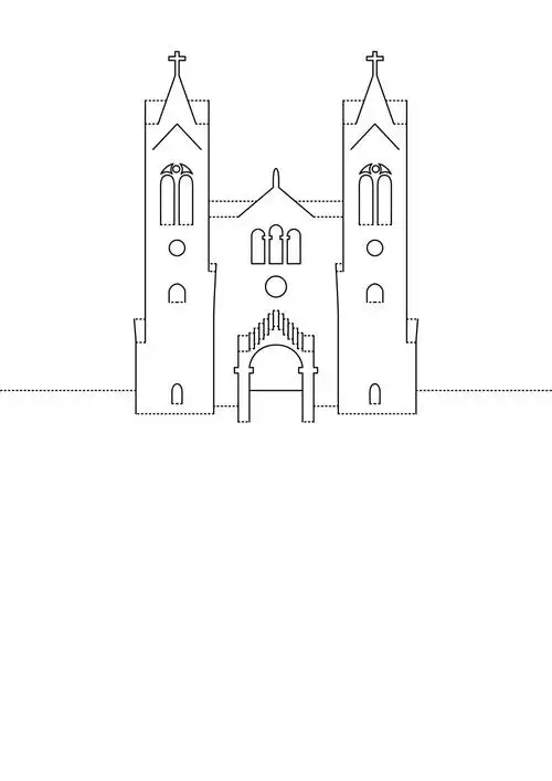 对楼教堂 立体卡纸 纸雕 贺卡 图纸 a4