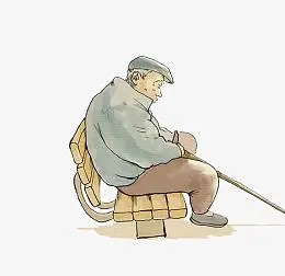 手绘孤独老人插画