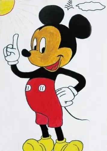机灵的米奇 儿童画米老鼠,蜡笔画米奇