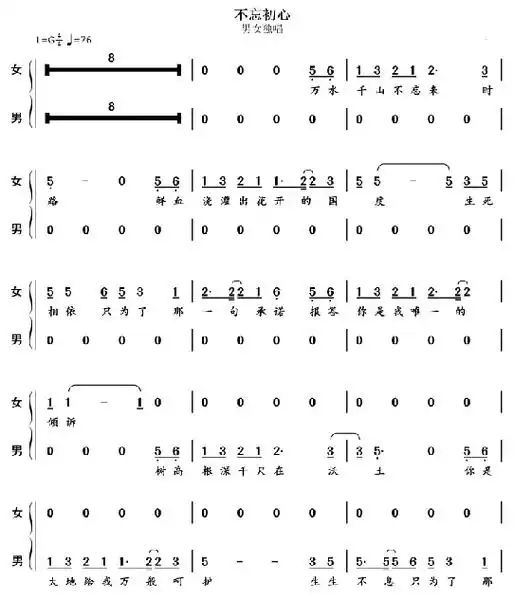 不忘初心.#合唱谱 #钢琴伴奏 #伴奏音频 1:童声 女声  - 抖音