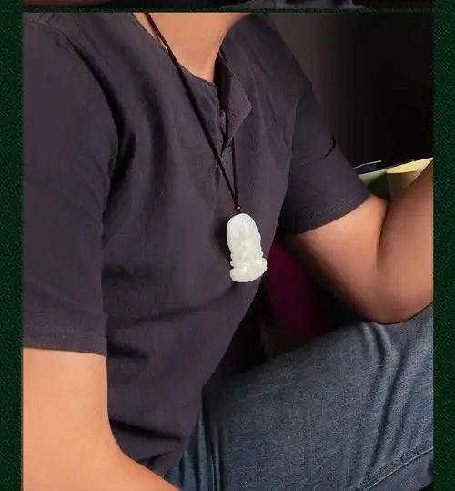 新疆和田玉观音吊坠男士玉坠玉石项链保平安护身千手观音菩萨挂件千手