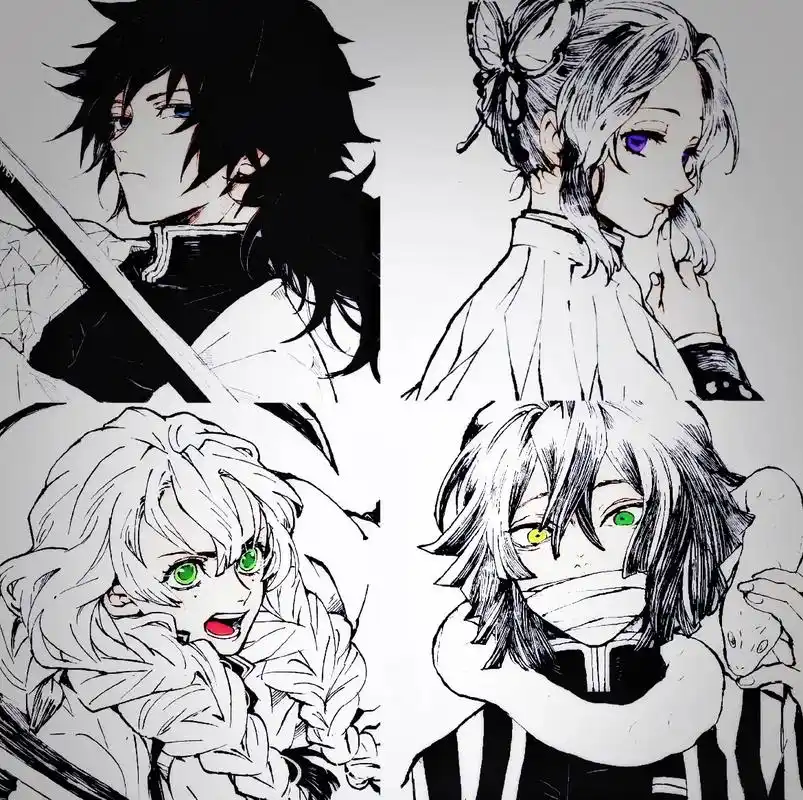 鬼灭之刃 #黑白头像  #九柱 #富冈义勇 # - 抖音