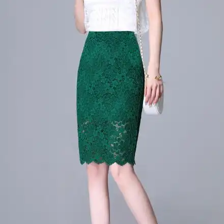 蕾丝半身裙2020春夏高腰修身显瘦大码镂空包臀一步裙中长款包裙女