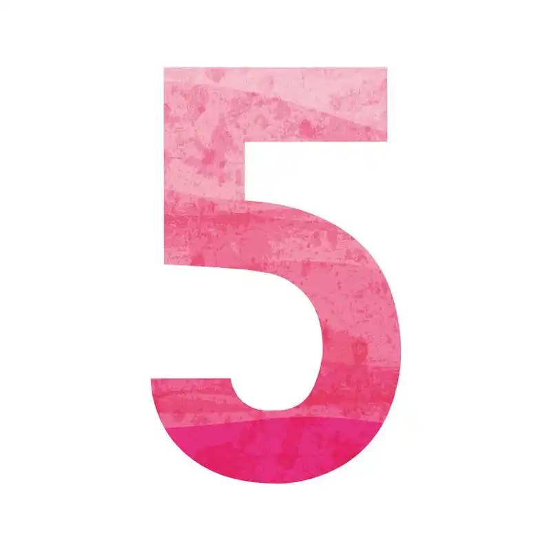 五号,粉红色数字五