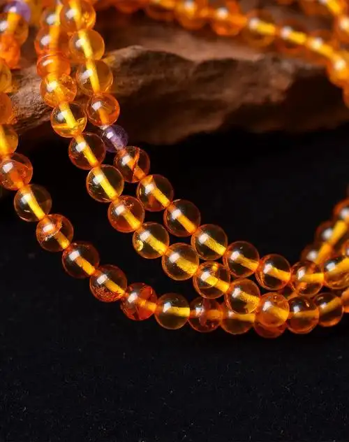 琥珀108颗佛珠金珀手链 5mm(±1)