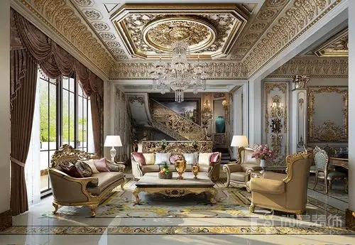 义乌玫瑰园法式宫廷风格最新装修效果图_1100方别墅装修案例_杭州尚层