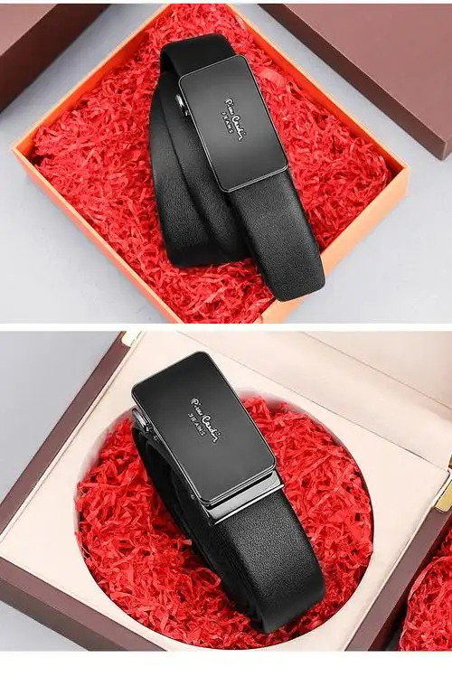 皮尔卡丹皮带男商务休闲男士皮带自动扣腰带时尚纯牛皮年轻人裤腰带