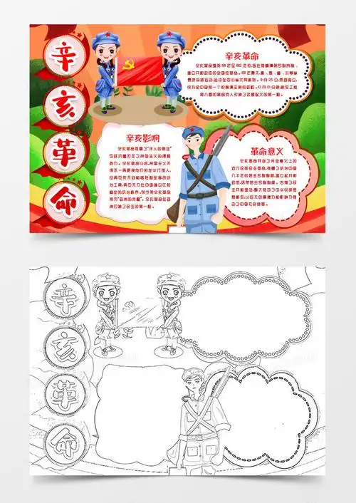 辛亥革命纪念日爱国主题小报word模版