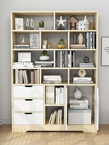 书架现代书柜简约落地客厅置物架学生家用储物布艺蛋糕