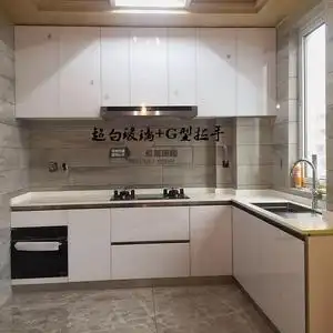 橱柜门板定做晶钢板玻璃橱门橱房柜门百叶门 隐框玻璃门彩晶柜门