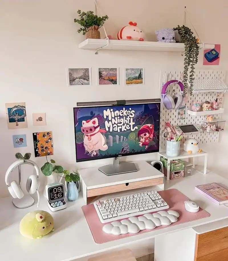 桌面改造丨粉色调少女心书桌.#桌面改造 #我的桌面 #房间布 - 抖音