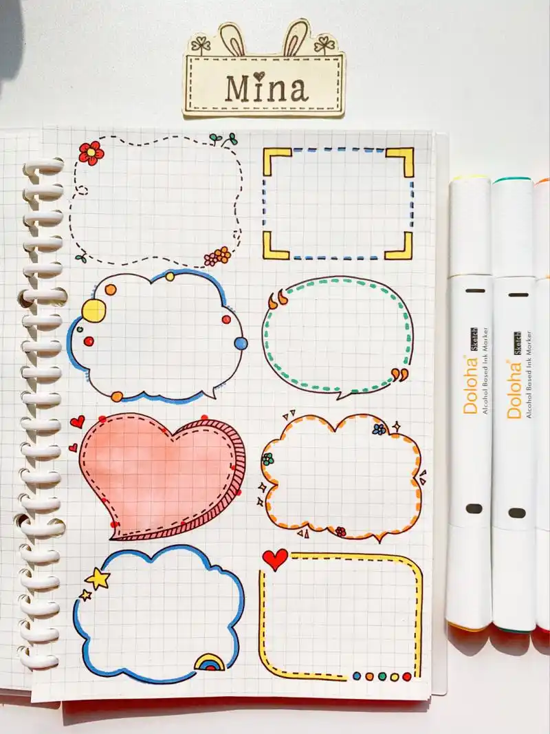 内附线稿和色号 #手账  排版  素材  边框 #唯美  可爱  活泼  手绘