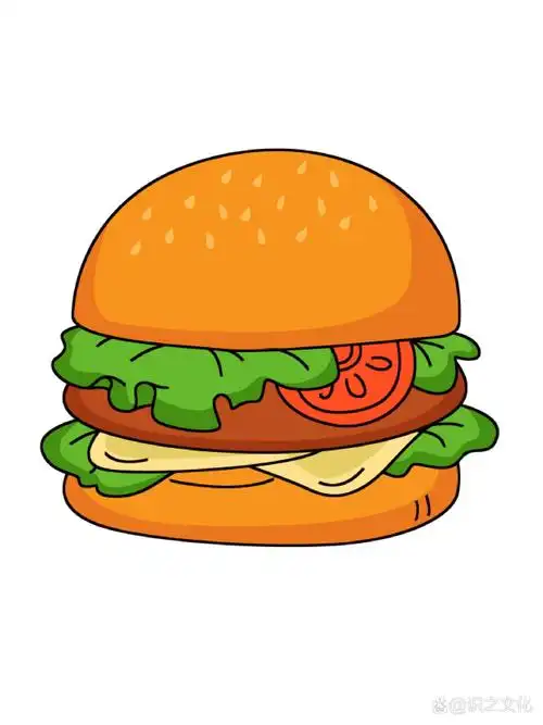 手绘简笔画|汉堡包