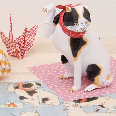 儿童手工折纸diy拼装立体3d纸质模型制作仿真动物猫咪宠物纸艺猫