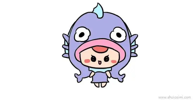 十二星座q版萌图双鱼座儿童画怎么画 十二星座q版萌图双鱼座简笔画