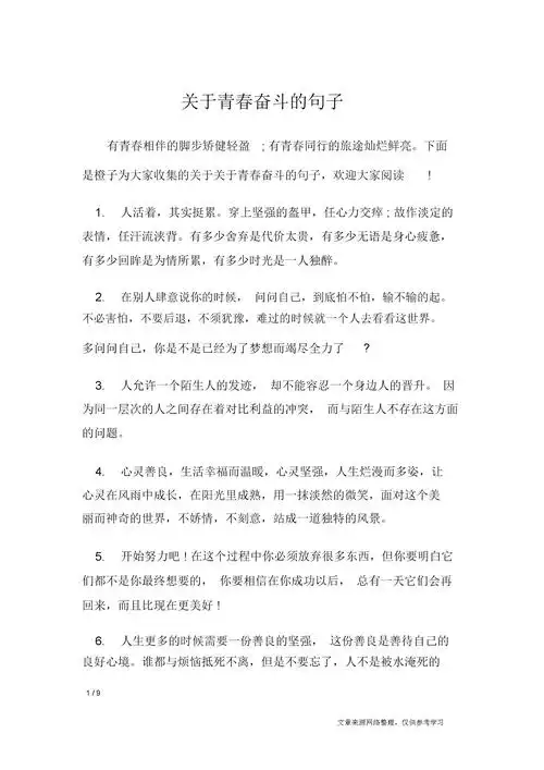 关于青春奋斗的句子经典语句docx9页