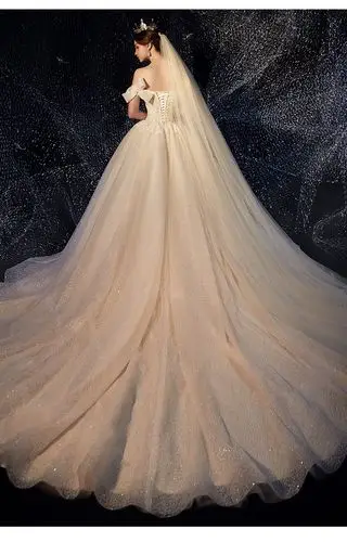 出租星空婚纱2020新款新娘公主公主梦梦幻拖尾婚纱