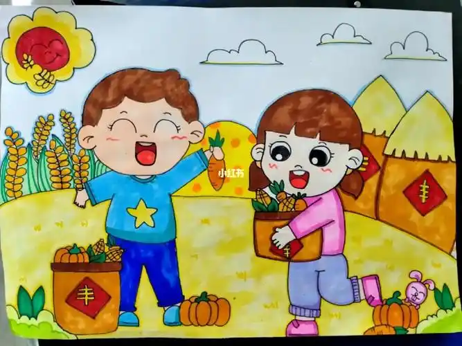 幼师  #儿童简笔画  #可爱简笔画  #简笔画  #秋收主题画 #丰收主题