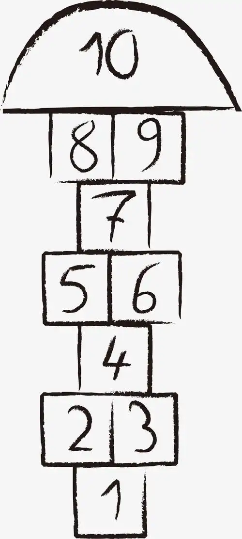 黑色手绘跳格子游戏