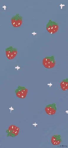 水果油画壁纸可爱手绘(桃子,草莓,柿子) cr. 一只草莓tong
