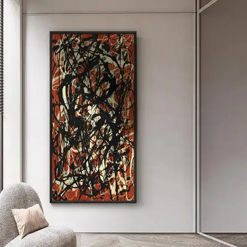 杰克逊波洛克泼墨油画抽象艺术画工业风自由狂放派装饰画玄关挂画