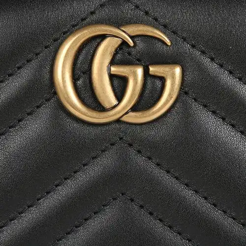 gucci古驰ggmarmont绗缝金属logo女士牛皮拉链零钱包474813drw1t