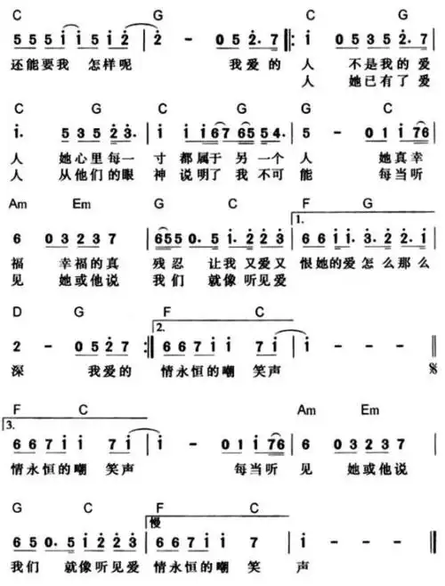 我爱的人 歌谱 简谱