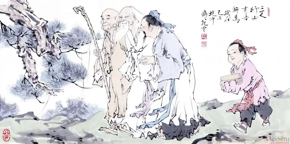 【超顶级】jxd5262918近现代国画超大背景范曾-三人行必有我师焉-68x