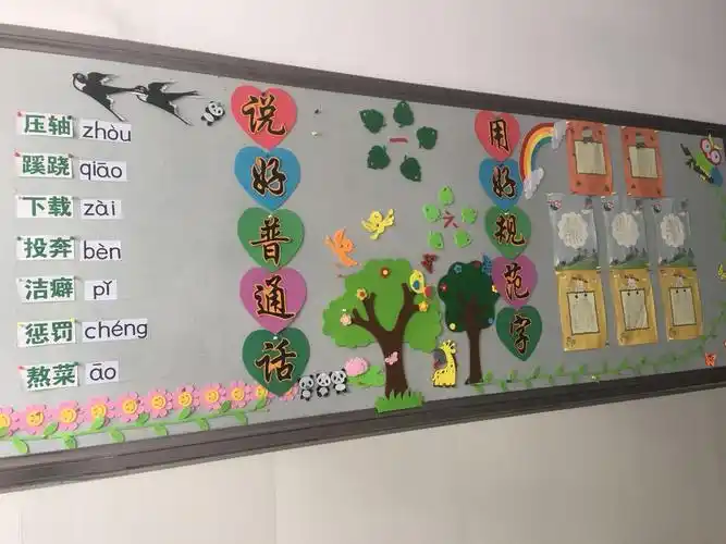 实验小学"说普通话 写规范字"优秀班级展板展示