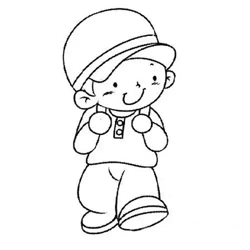 背着小书包上学的小明简笔画_简笔画_ps家园网