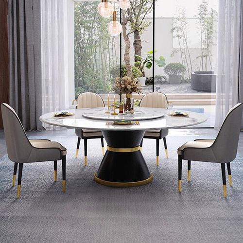 玉品娇子餐桌 意式轻奢大理石餐桌家用中大户型餐厅家具现代简约圆型
