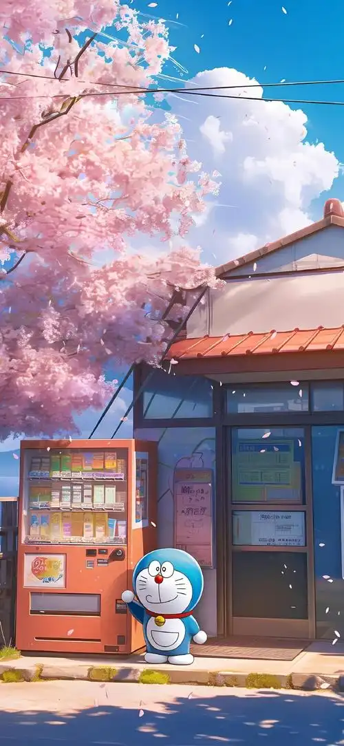 二次元新鲜事##机器猫壁纸##ai##可爱卡通##手机壁纸