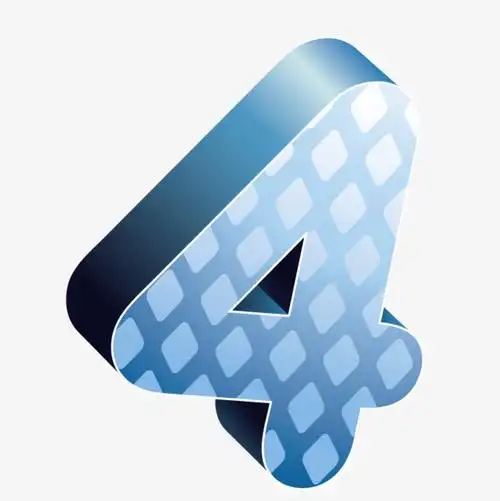 手绘方格蓝色方格立体数字4