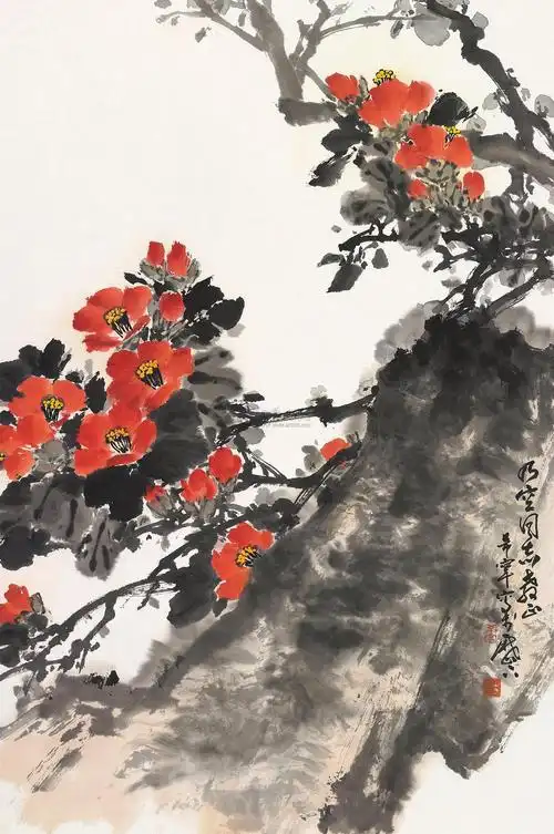 0178 山茶花 立轴 设色纸本