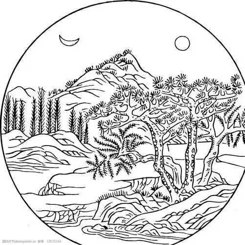 山水线描矢量山水线图片